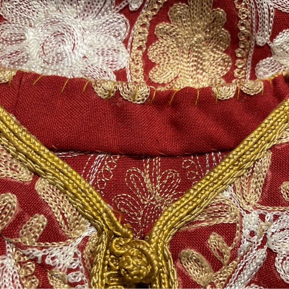 HANDMADE Kaftan Sz L Embroidered Neckline Hem and Cuffs Floor  Length - Picture 12 of 12